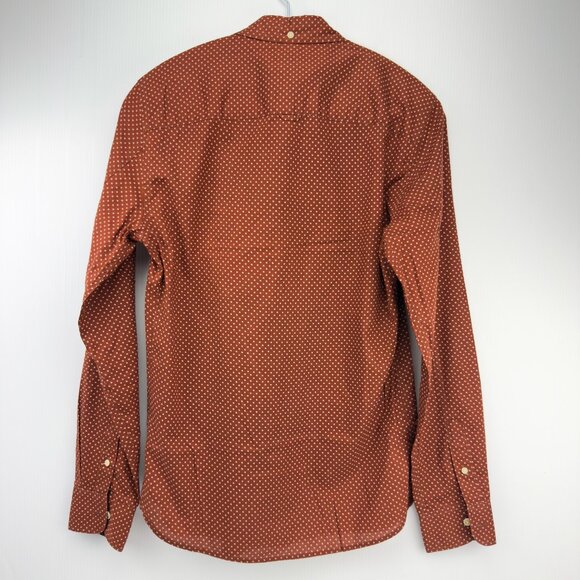 ALLSAINTS Spitalfields Brown/Red Slim Fit Polkaโ Dot Cotton Modern Shirt XS - Picture 4 of 8